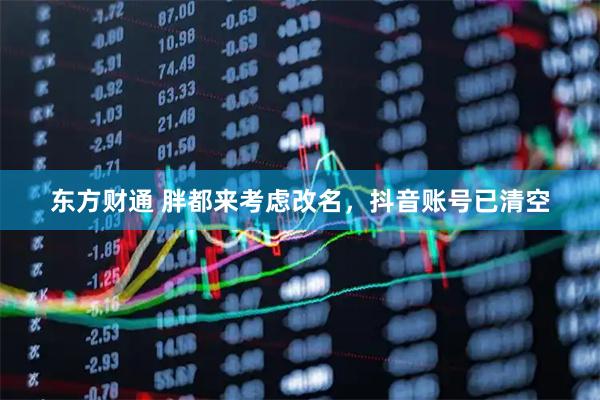 东方财通 胖都来考虑改名，抖音账号已清空