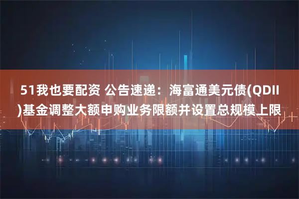 51我也要配资 公告速递：海富通美元债(QDII)基金调整大额申购业务限额并设置总规模上限