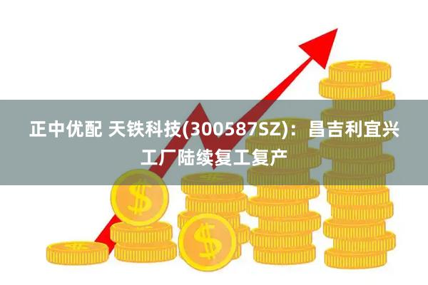 正中优配 天铁科技(300587SZ)：昌吉利宜兴工厂陆续复工复产